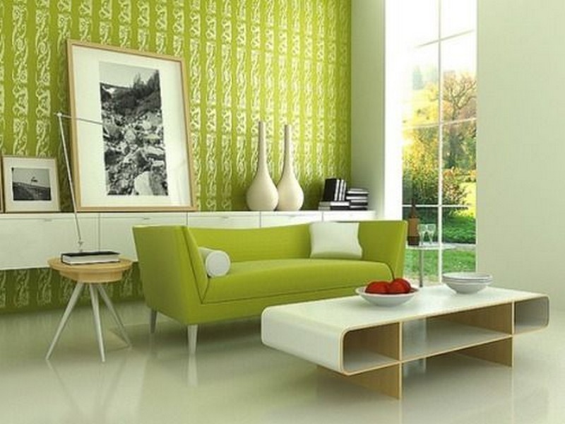 Hè đến là phải trang trí phòng khách màu xanh lá cây TT130057